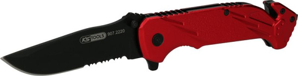 Navaja plegable KS Tools con candado y cortador de cinturón, 907.2220