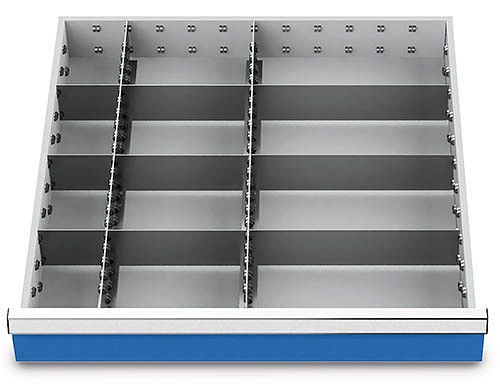 Insertos para cajones Bedrunka+Hirth T736 R 24-24, para altura de panel 100/125 mm, 2 x MF 600 mm, 3 x TW 100 mm, 3 x TW 200 mm, 3 x TW 300 mm, 147BLH100