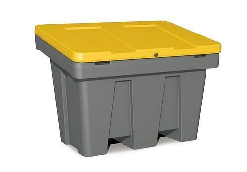 Contenedor de arena DENIOS tipo GB 300, de polietileno (PE), volumen de 300 litros, tapa amarilla, 241-877