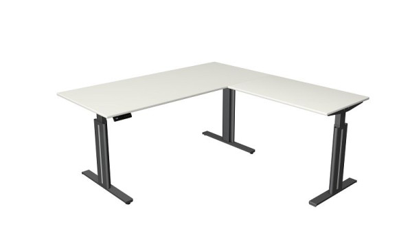Kerkmann mesa de estar/de pie An. 1800 x Pr. 800 mm, con elemento adicional 1000 x 600 mm, regulable eléctricamente en altura de 720 a 1200 mm, función de memoria, blanco, 10324510
