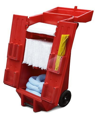Set de emergencia DENSORB en carro rojo, versión &quot;Universal&quot;, capacidad 37 litros, 208-207