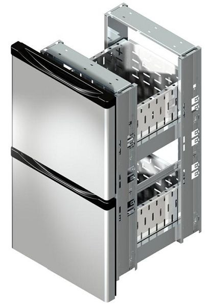 Bloque de cajones gel-o-mat para mesas refrigeradoras de bebidas, puertas de 40 cm, acero inoxidable, 2 x 1/2 cajones, 280KT.20I