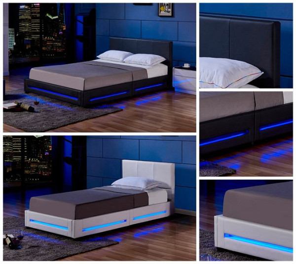 HOME DELUXE Cama LED ASTEROID - negro, 140 x 200 cm, 16094-29642