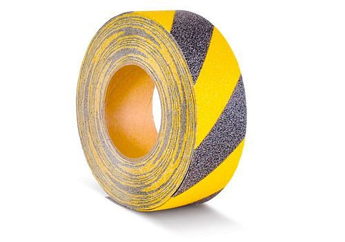 DENIOS m2 anti-slipcovering™, marca de advertencia, negro/amarillo, rollo de 50 mm x 18,3 m, 263-911