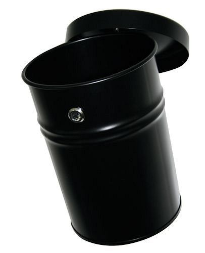 DENIOS Cubo de basura de pared autoextinguible, 24 litros, acero, negro, 180-752