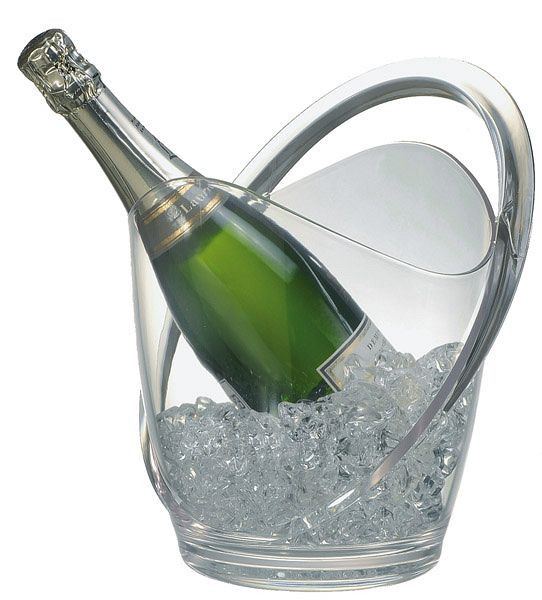 Nevera para vino/champán APS, 23 x 22 cm, altura: 27,5 cm, MS, transparente, 3 litros, apto para una botella, con asa de transporte, 36055
