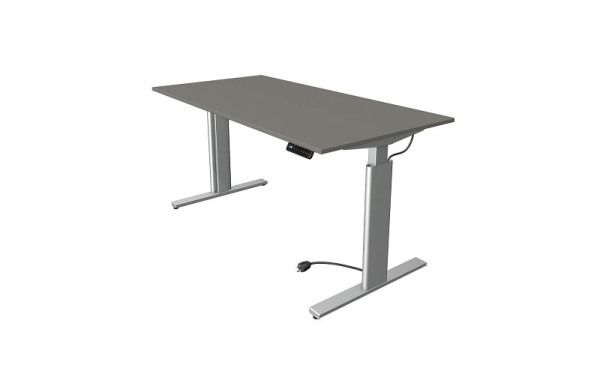 Mesa para sentarse y pararse Kerkmann Move 3 plateada, ancho 1600 x fondo 800 mm, altura ajustable eléctricamente de 720 a 1200 mm, grafito, 10232812