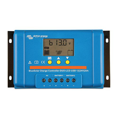 Controlador de carga solar Victron Energy BlueSolar PWM DUO-LCD y USB 12/24V-20A, 321953