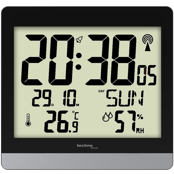 Reloj de pared Technoline controlado por radio con opciones de ajuste manual, dimensiones (AnxAlxP): 200 x 189 x 29 mm, WS 8014