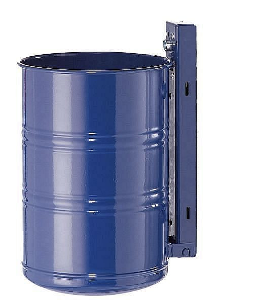 Contenedor de residuos Renner de 20 litros aproximadamente, sin perforar, para montaje en pared y poste, galvanizado en caliente y con recubrimiento en polvo, azul cobalto, 7003-01PB 5013