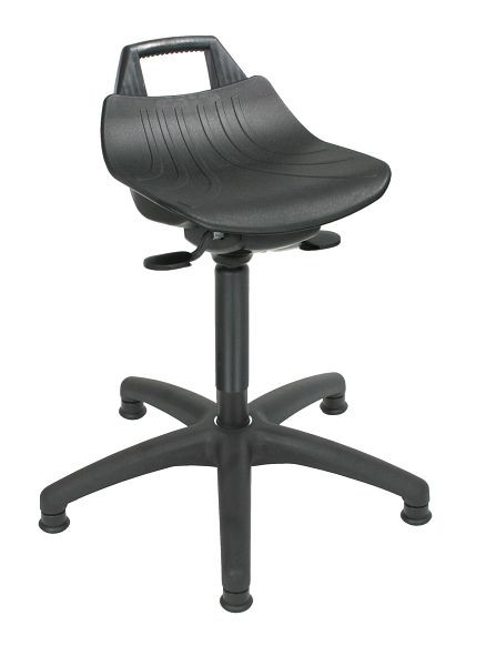 Ayuda de bipedestación "Extremely comfortable" de Lotz, asiento de PP negro, grande, altura del asiento 490-680 mm, base de plástico negro, deslizadores, 3662.07