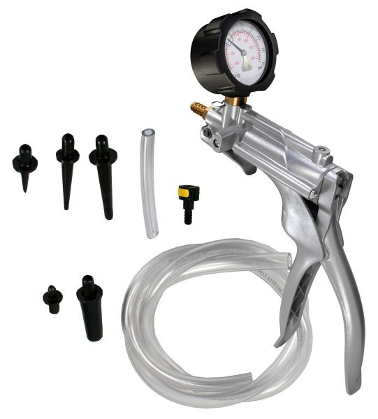 Bomba manual de presión/vacío de metal, presión +4 bar/vacío -1 bar, 100436
