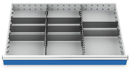 Insertos para cajones Bedrunka+Hirth T736 R 36-24, para altura de panel 75 mm, 2 x MF 600 mm, 8 x TW 300 mm, 166BLH75