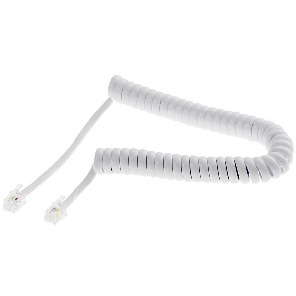 Cable en espiral para microteléfono Helos, corto, blanco, suelto, 14109