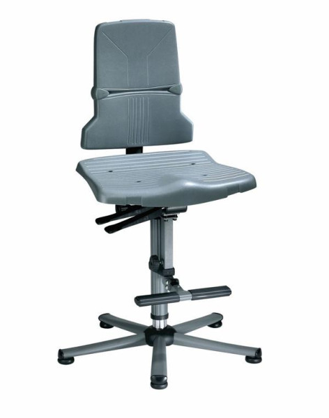 silla de trabajo giratoria bimos Sintec, asiento y respaldo de plástico, deslizadores, ayuda para trepar, 9821-1000