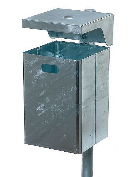 Renner cubo de basura rectangular de aproximadamente 40 L con cenicero, apto para montaje en pared y poste, galvanizado en caliente, 7049-10FV