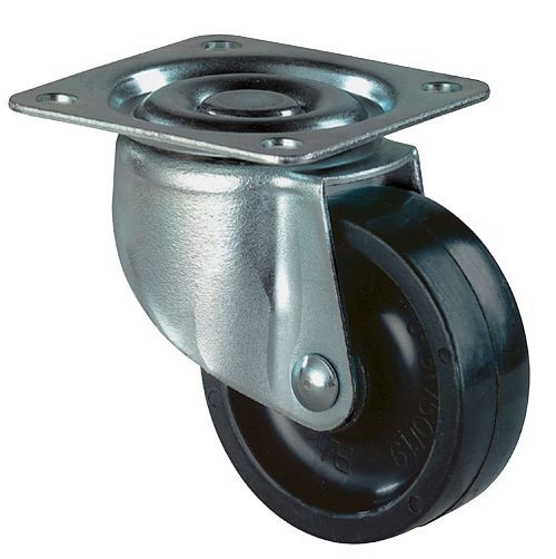 BS Casters Rueda giratoria, rueda de plástico, anchura de rueda 14 mm, Ø de rueda 25 mm, capacidad de carga 15 kg, medida de placa: 34 x 48 mm, F25.025