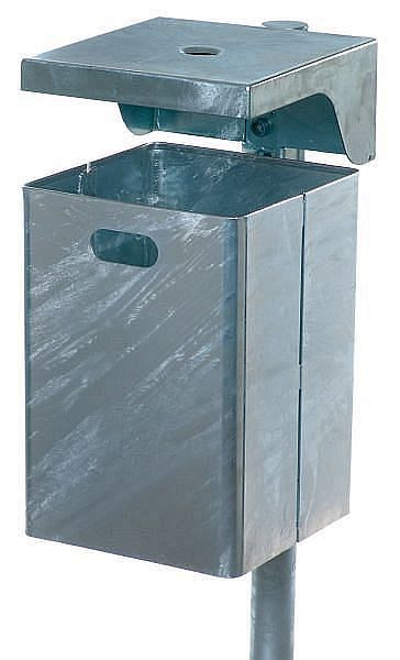 Renner cubo de basura rectangular con tapa de aproximadamente 50 L con cenicero, apto para montaje en pared y poste, galvanizado en caliente, 7049-50FV