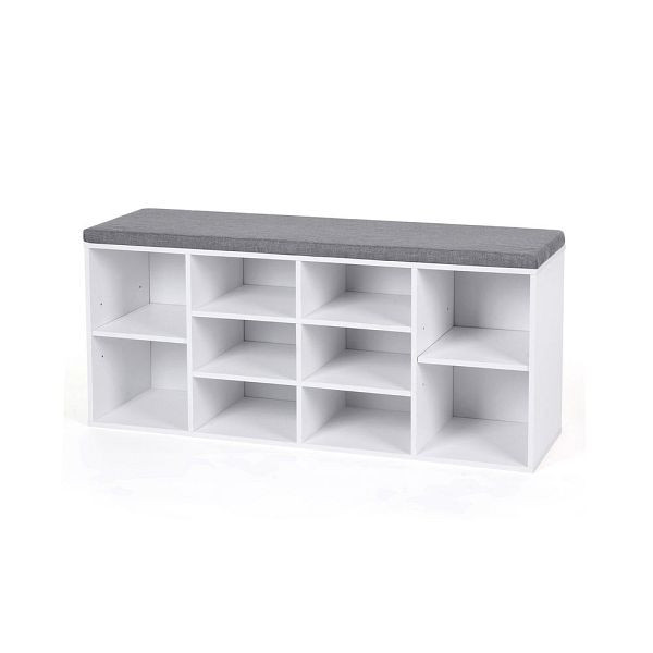 VASAGLE Banco zapatero acolchado blanco-gris, 104x30x48 cm, LHS10WT