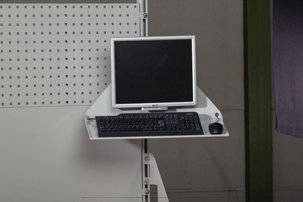 Estante para teclado de monitor KLW TFT / LCD con brazo giratorio de aluminio, color plateado, soporte VESA, ajustable y bloqueable, ABS-SA2-MTAB-01