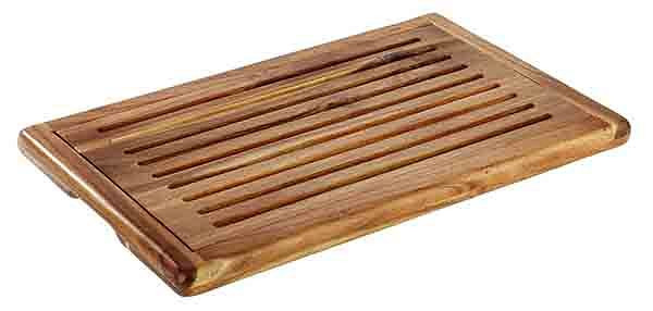Tabla para cortar pan APS, 60 x 40 cm, altura: 2 cm, madera, acacia, compartimento para migas extraíble, sobre 4 pies antideslizantes, 00885