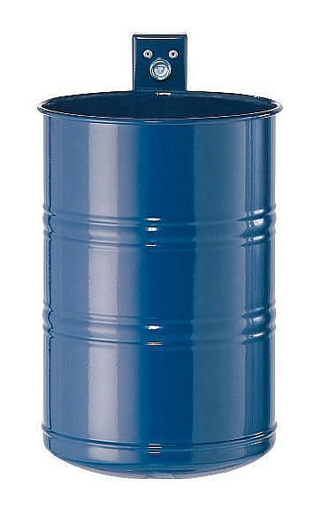 Contenedor de residuos Renner de aproximadamente 35 L, sin perforar, para montaje en pared y poste, galvanizado en caliente y con recubrimiento en polvo, azul cobalto, 7004-01PB 5013