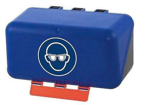 Caja mini DENIOS para guardar protección ocular, azul, 116-475