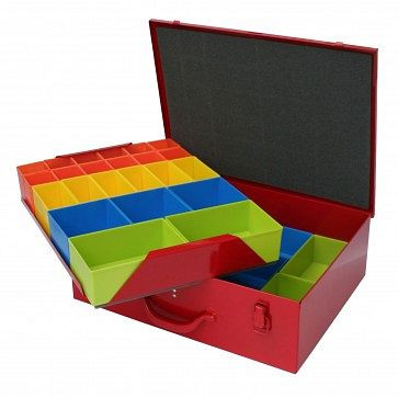 Maletín de surtido ADB tipo SK3, dimensiones LxAnxAl: 437x330x68 mm, maletín de surtido de colores: rojo fuego (RAL3000), 88402