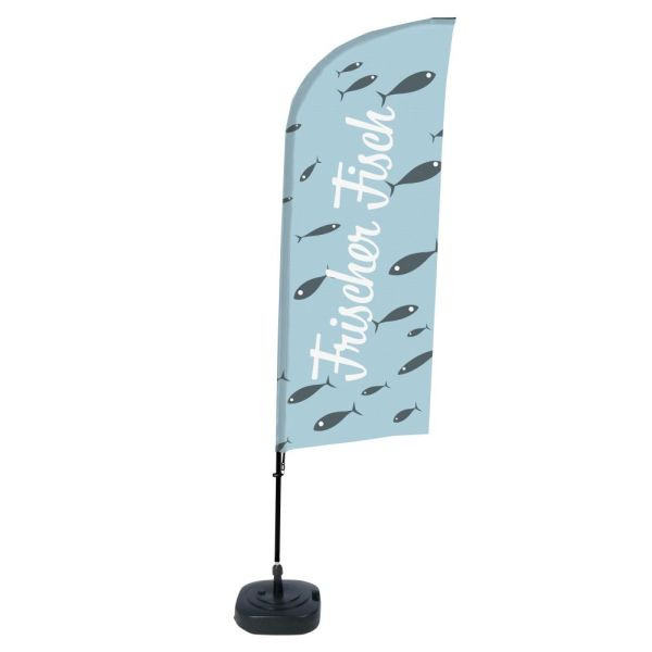 Showdown Displays Bandera de playa de aluminio viento juego completo pescado fresco alemán, BFAW310-WT21-I73
