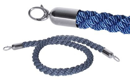 Cuerda de demarcación de contacto, azul, 150 cm sin revestimiento de terciopelo, cromada, 1604/754