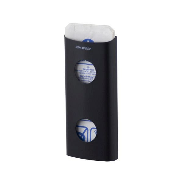 Dispensador de bolsas higiénicas Air Wolf, serie Alpha, Al x An x Pr: 262 x 117 x 35 mm, acero inoxidable negro mate, 60-137