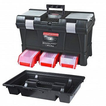 ADB Toolbox Stuff Module System Basic Alu, dimensiones de la caja WxDxH: 525x256x325 mm, cajas apilables de color: rojo, caja de herramientas de color: negro, 15517