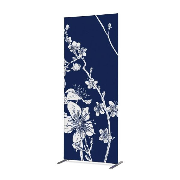 Showdown Displays Separador de ambientes textil Decoración 85-200 Flor de cerezo japonesa abstracta azul, ZBSLIM085-200-DSI8