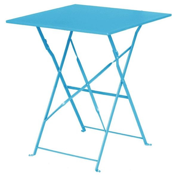 Mesa de patio plegable cuadrada Bolero acero azul celeste 60cm, GK985