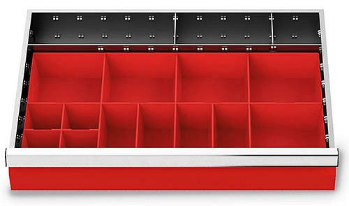 Bedrunka+Hirth caja para piezas pequeñas, 16 piezas, R 24-16, altura de panel 75 mm, dimensiones en mm (AnxPrxAl): 600 x 400 x 55, 168-132-075