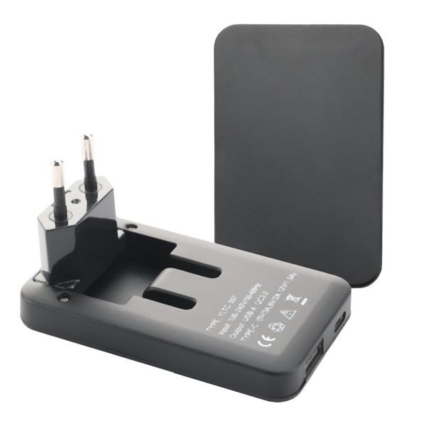 Offgridtec Cargador USB de 2 piezas fuente de alimentación extraplano doble puerto USB-A USB-C negro 20W, 8-01-017945_001