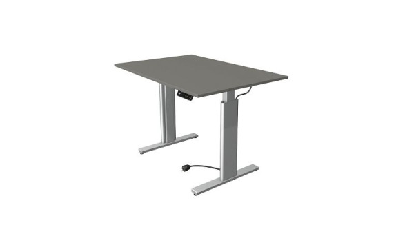 Mesa para sentarse y pararse Kerkmann Move 3 plateada, ancho 1200 x fondo 800 mm, altura ajustable eléctricamente de 720 a 1200 mm, grafito, 10231812