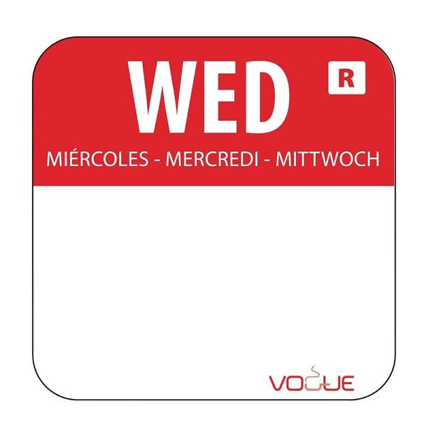 Etiqueta engomada del código de color de Vogue Wednesday rojo, PU: 1000 piezas, L933