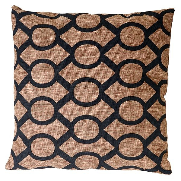 Cojín decorativo Mendler circles, cojín decorativo para sofá con relleno, marrón negro 45x45cm, 51886