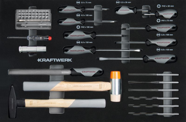 Bandeja para destornilladores y herramientas de impacto Kraftwerk BASIC LINE EVA, 60x40 cm, 49 piezas, 105.102.018