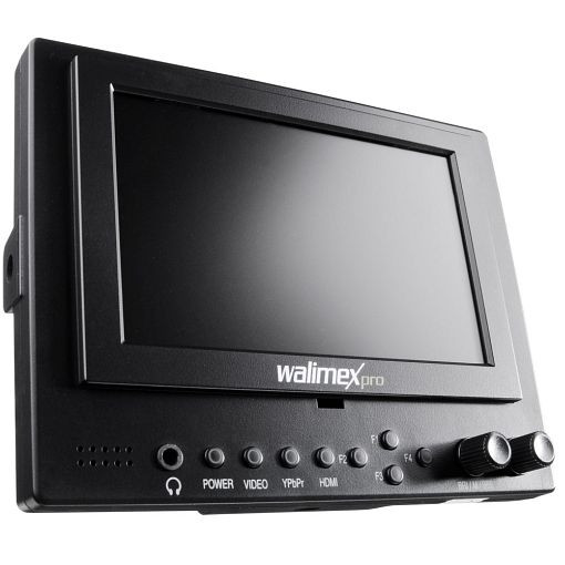 Walimex pro Monitor LCD Cineast I 12,7 cm 5 pulgadas video DSLR Full HD, parasol, soporte de batería, fuente de alimentación, batería, 18682