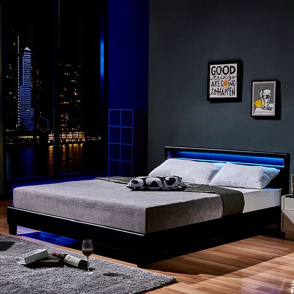 HOME DELUXE Cama LED ASTRO con colchón – 180 x 200 cm blanco, 21106-50190