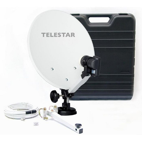 TELESTAR Juego completo de camping, sistema de satélite en estuche que incluye un solo LNB y cable coaxial de 10 m, 5102302