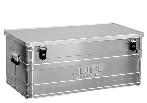Caja de aluminio DENIOS clásica, sin esquinas de apilamiento, volumen de 142 litros, 254-864