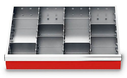 Bedrunka+Hirth Juego de separadores metálicos de 11 piezas, R 24-16, altura de panel 75 mm, dimensiones en mm (AnxPrxAl): 600 x 400 x 75, 168-139-75