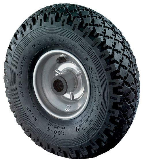 Rueda neumática BS Wheels, ancho 50 mm, Ø200 mm, hasta 80 kg, banda de rodadura de goma negra, cuerpo de la rueda, llanta de acero galvanizada/lacada, rodamiento de rodillos, C90.201