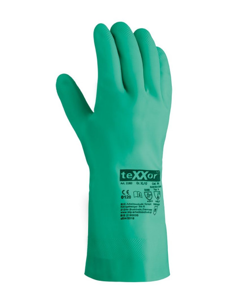 guantes de protección química teXXor NITRILO, talla: 7, paquete: 144 pares, 2360-7