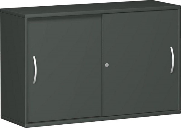 Armario de puertas correderas geramöbel con panel central, 2 estantes decorativos, con llave, 1200x425x768, grafito/grafito, N-10S212-GG