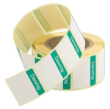 Etiquetas de contacto Martes verde, paquete de 500 en rollo, 4371/052
