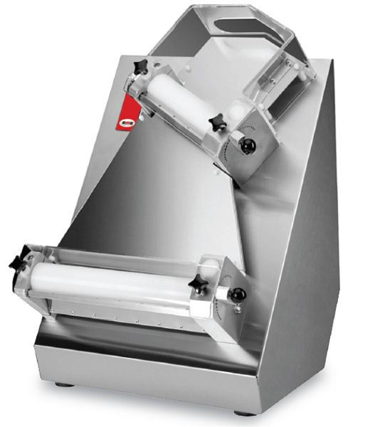 Máquina laminadora de masa GMG Ø 30 cm para pizzas redondas, espesor de masa 1-4 mm, peso de masa variable 100-210 g, carcasa de acero inoxidable, TTA-30